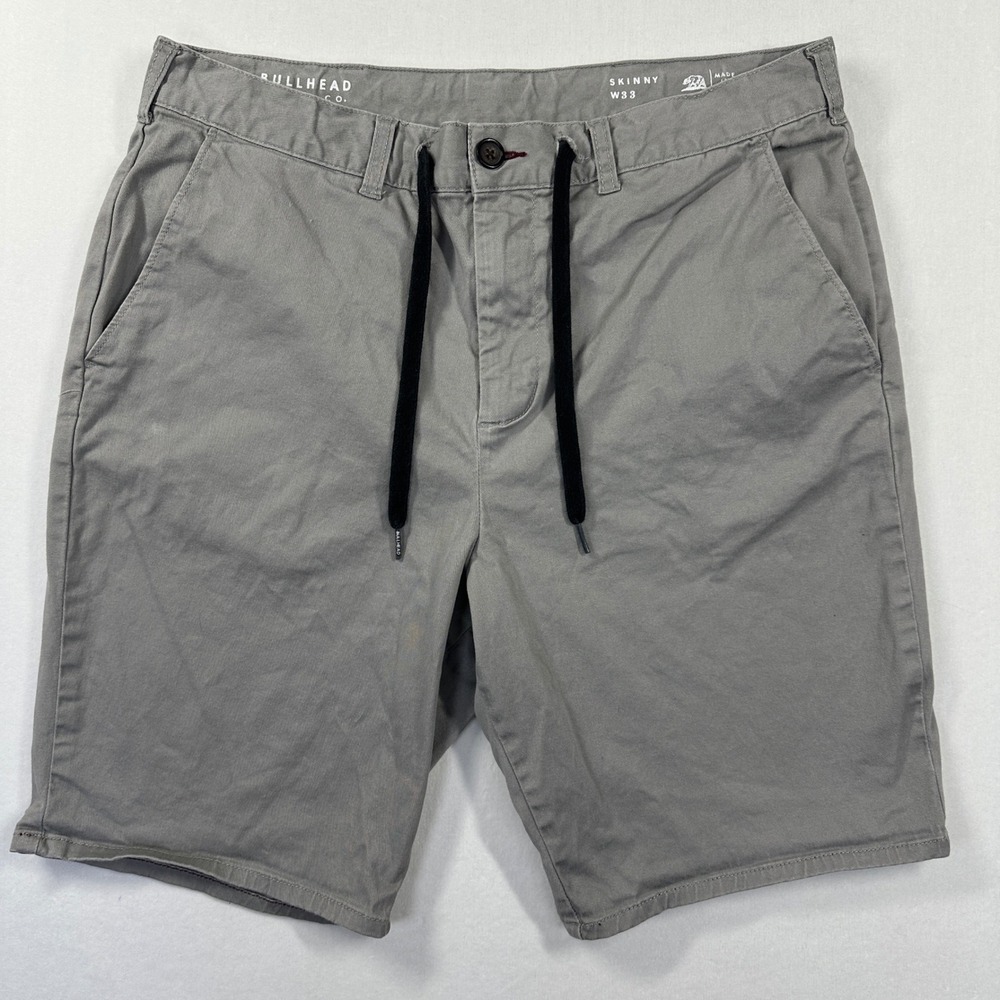Bullhead Denim Co Skinny Shorts Men 33 Gray Drawstring Chino California Republic